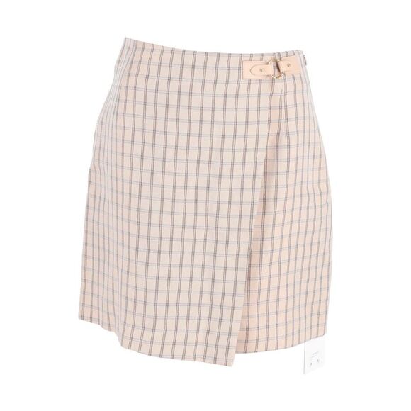 Sandro Paris Meredith Checked Mini Wrap Skirt in Pink Cotton